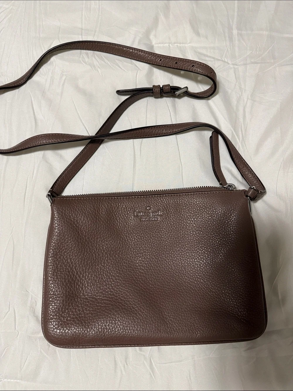 kate spade Pebbled Leather Brown Crossbody Messenger